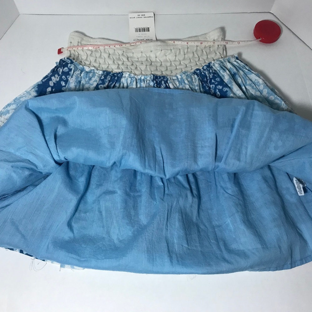 BNWT XS Free People Blue/white/silver Mini Skirt 2 PRICE FIRM NO DISCOUNTS - Picture 6 of 12